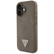 Guess Grained Hot Stamp Peony Triangle Logo MagSafe - Etui iPhone 16 brąz