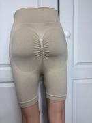 Kolarki biker legginsy beżowe push up prążkowane wysoki stan S/M