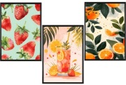 Zestaw 3 plakatów 30x40cm-koktajl,pomarańcze,truskawka,kolorowe 