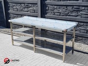 Stół  gastronomiczny z dwoma półkami spawany na 6 nogach 220x70x85 cm