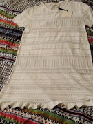 Nowa biała ażurowa sukienka z dzianiny Vicolo S 36 