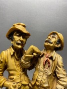 SYGNOWANA RZEŹBA WŁOSKA FIGURA F. Ingargiola Two Men with Wine #744