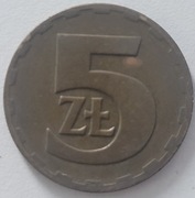 Moneta 5 zł. z 1976 bez znaku mennicy 