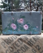 Walizka retro, shabby, vintage, boho, kwiaty,malow