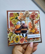 Kartka jesienna z okazji rocznicy ślubu dla rodziców babci i dziadka 