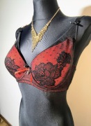 Sexi czerwono czarny biustonosz stanik 85D