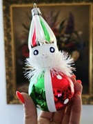 Bombki choinkowe szklane 1 szt pajacyk z żabotem kształtka retro jak prl 
