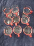 Szklanki z PRL z czerwonym uchwytem 9 sztuk