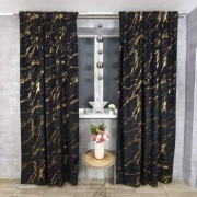 Zasłona welurowa czarna  ze zlotem lub srebrem - 2 sztuki