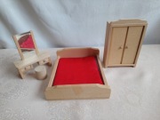Miniaturki - zestaw drewnianych mebelków GOKI do sypialni - Dollhouse