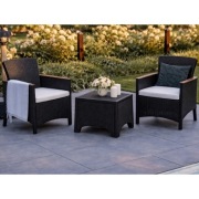Zestaw mebli ogrodowych Bella antracyt 3w1 Stolik+2fotele imitacja rattanu
