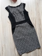 Sukienka koktajlowa czarno biała do biura