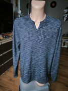 Guess longsleeve męski L koszulka z długim rękawem ciemny szary melanż