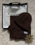 Zestaw czapka szal i rękawiczki z 50%wełny i 50%kaszmiru