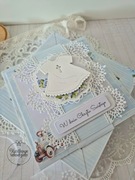 Kartka na chrzest święty w pudełku ręcznie robiona dla chłopczyka