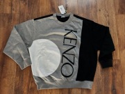 KENZO New Signature Colour Block Sweatshirt bluza szara czarna M oversize