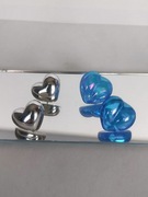 Kolczyki 2 pary serca niebieskie srebrne emaliowane