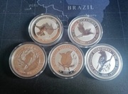 Srebrne Monety Kookaburra PE20 2009 r - 5 sztuk 1 oz