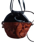 Torebka worek snake skin Zara brąz + czerń nowa 