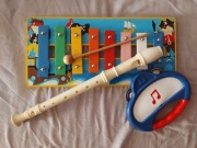 Instrumenty muzyczne dla dzieci. Cymbałki, Flet, Tamburyn