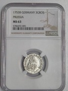 3 grosze 1753 NGC MS 63 2-ga nota max 