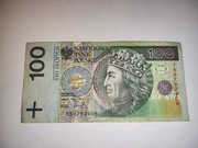 Banknot 100zł seria YB zastępcza testowa próbna