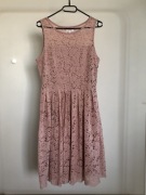 Sukienka koktajlowa koronka pudrowa różowa wesele chrzciny L 40