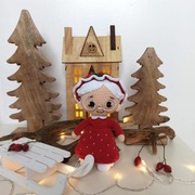 Pani Mikołajowa, maskotka na szydełku, rękodzieło, Boże Narodzenie 