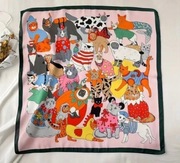 Nowa apaszka kolorowe koty Ala jedwab 70 x 70