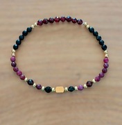 Bransoletka kamienie naturalne turmalin rubin granat hematyt