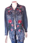 Kurtka jeansowa damska w kwiatki 