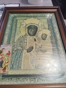 Piękny zabytkowy obraz w drewnianej ramie 