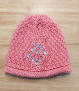 NOWA różowa róż czapka czapeczka wełniana dla dziewczynki 5-10 lat