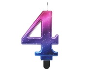 Świeczka Cyfra "4", Night Sky, metaliczna, 8 cm