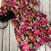 Długa maxi sukienka Italy włoskiej marki w kwiaty kolorowa z paskiem M / L