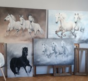 Konie malowane na płótnie praca ręczna 