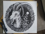 Rysunek: koziorożec w ornamencie - cienk. (350x370mm), 250g/m2