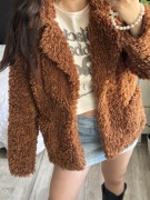 Brązowe wiosenne futerko miś sztuczne futro XS H&M Kożuszek kurteczka