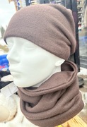 KOMPLET ZIMOWY UNISEX CZEKOLADOWY : CZAPKA BEANIE + CIEPŁY KOMIN
