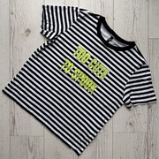 T-shirt bawełniana koszulka w paski z napisem too cute to spook sinsay M