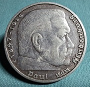 Moneta srebrna Niemcy 5 Marek Hindenburg 1936 G