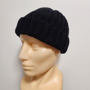 Czapka zimowa handmade beanie wełna merino 100% szara