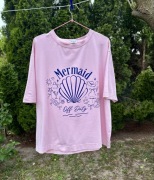 T-shirt różowa Mermaid off duty bawełna oversize Luce Wear(Boubbles)