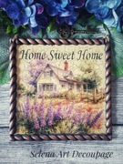Stylowy obrazek vintage farmhouse shabby chic Prowansja decoupage lawenda
