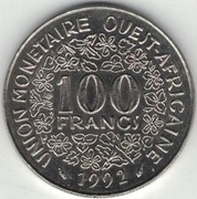 Afryka Zachodnia (BCEAO) 100 franków 1992 - 26 mm - nr 1