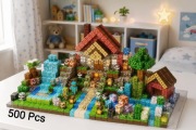 Klocki magnetyczne typu Minecraft Giga Zestaw 500szt Dom Wioska Zwierzeta