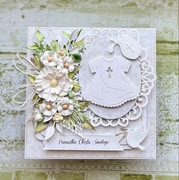 Ręcznie robiona kartka na Chrzest,Pamiątka Chrztu w pudełku personalizowana