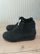 Czarne botki damskie 36 – płaskie, wsuwane, elastyczne, basic