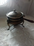 Zabytkowy podgrzewacz do potraw z mosiądzu i miedzi 