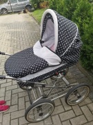 Wózek 3w1 czarny w białe kropki